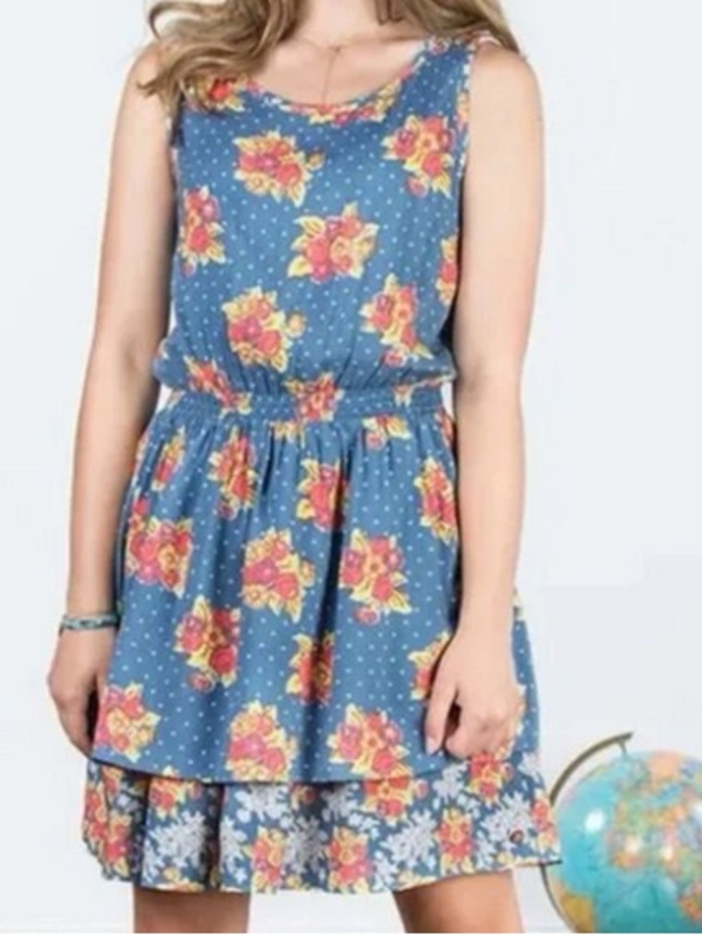 Matilda Jane 435 Top of the Class Polka Dot and Floral Tiered Dress Size 12